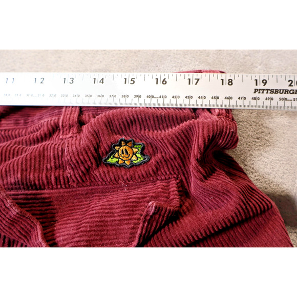 Vans Corduroy Cargo Pants Mens 36 Burgundy Maroon Embroidered Patch Skateboard - Picture 9 of 10